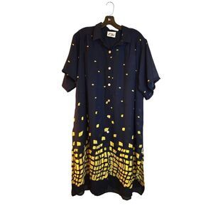 uluwatv vibes of Bali Short Sleeve Button Up Vacation Causal Dress XXL